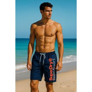 Superdry Black Orange Pockets Swim Shorts Trunks Mens Size Small